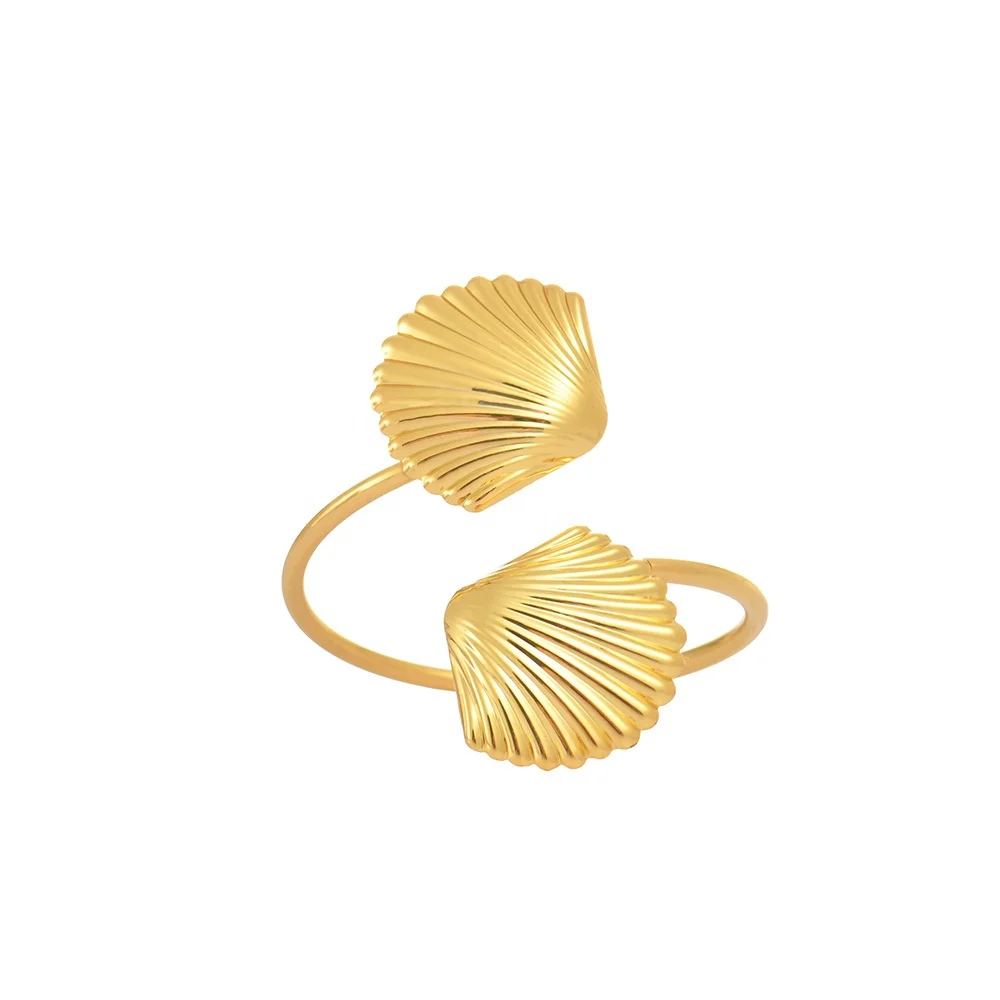 2024 New Fancy Decorative Luxury Wedding Tabletop Rental Party Seashell Gold Metal Napkin Ring