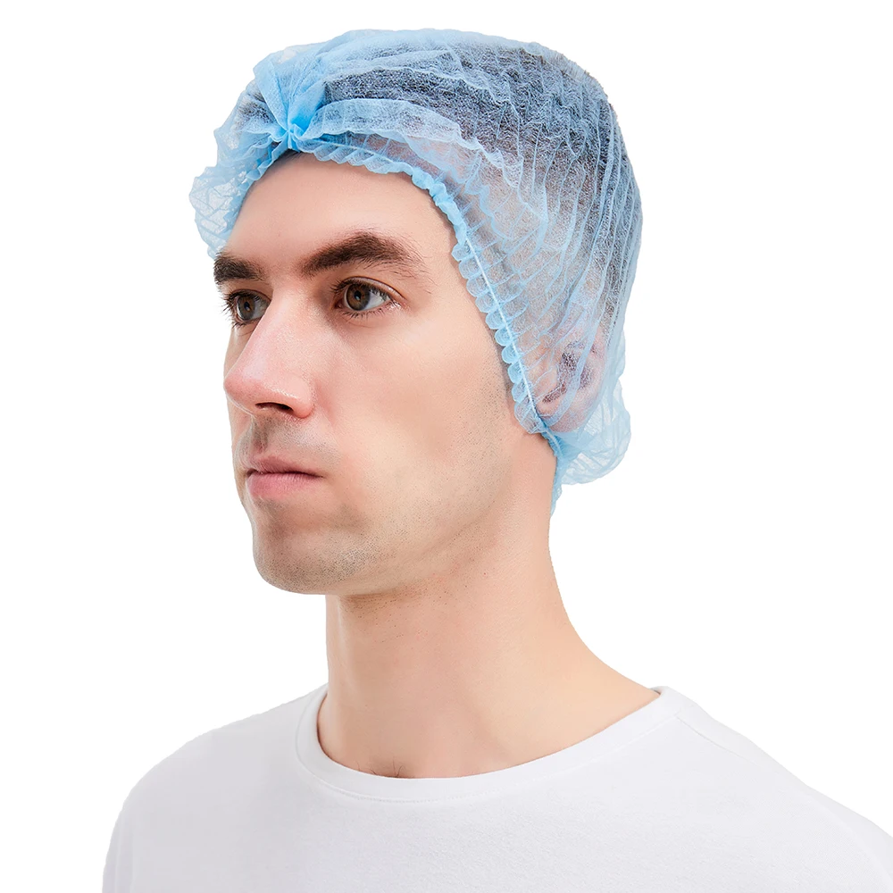 OEM Non-woven Disposable Dust Strip Cap Round Head cover / Hair Net Mob Caps