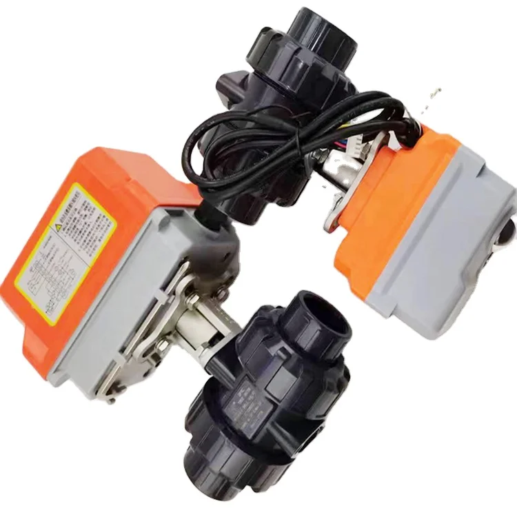 Electric and pneumatic actuator duplex Pvc plastic 2-way pneumatic control ball valve