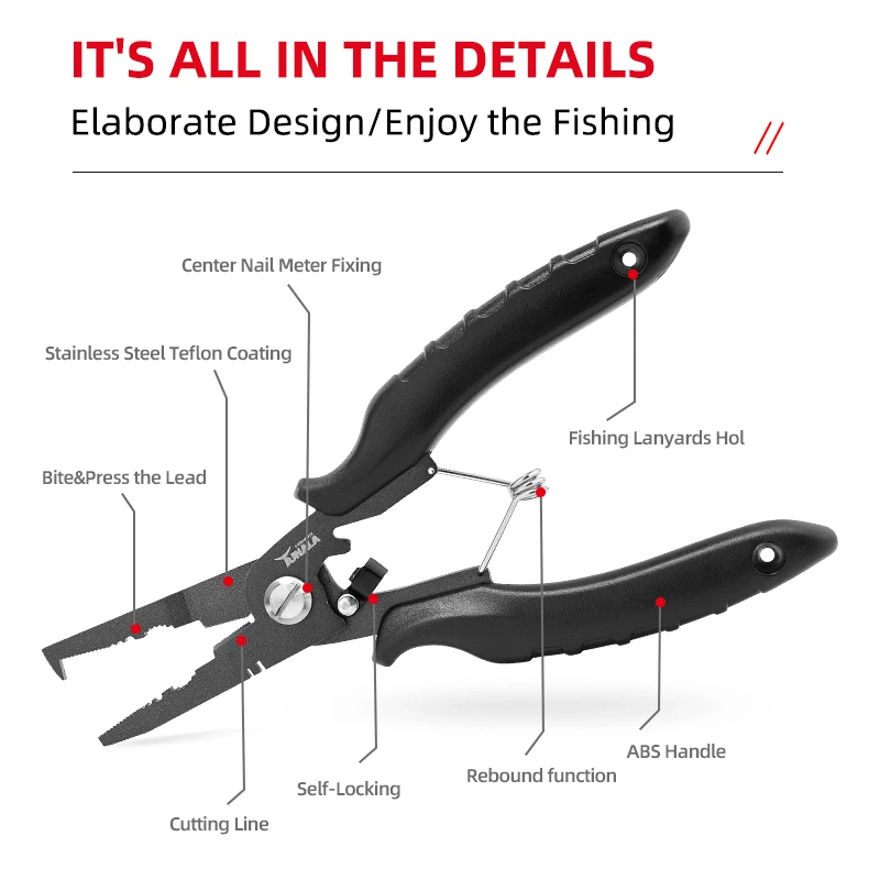 Saltwater Resistant Fishing Gear Fishing Needle Nose High Quality  Fishing Pliers Braid Scissors and Split Ring Pliers (New Jaw)