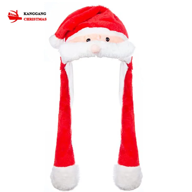KG Xmas Decor In Stock Noel Navidad New Cartoon Santa Reindeer Style LED Santa Hat Light Up Christmas Hat With Swinging Ears