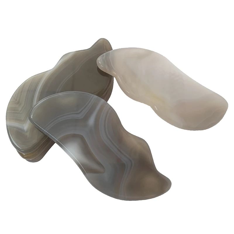 New Product Grey Agate Guasha Plate, Jade Face Massager Scraping  Beauty Tools for Body Massage
