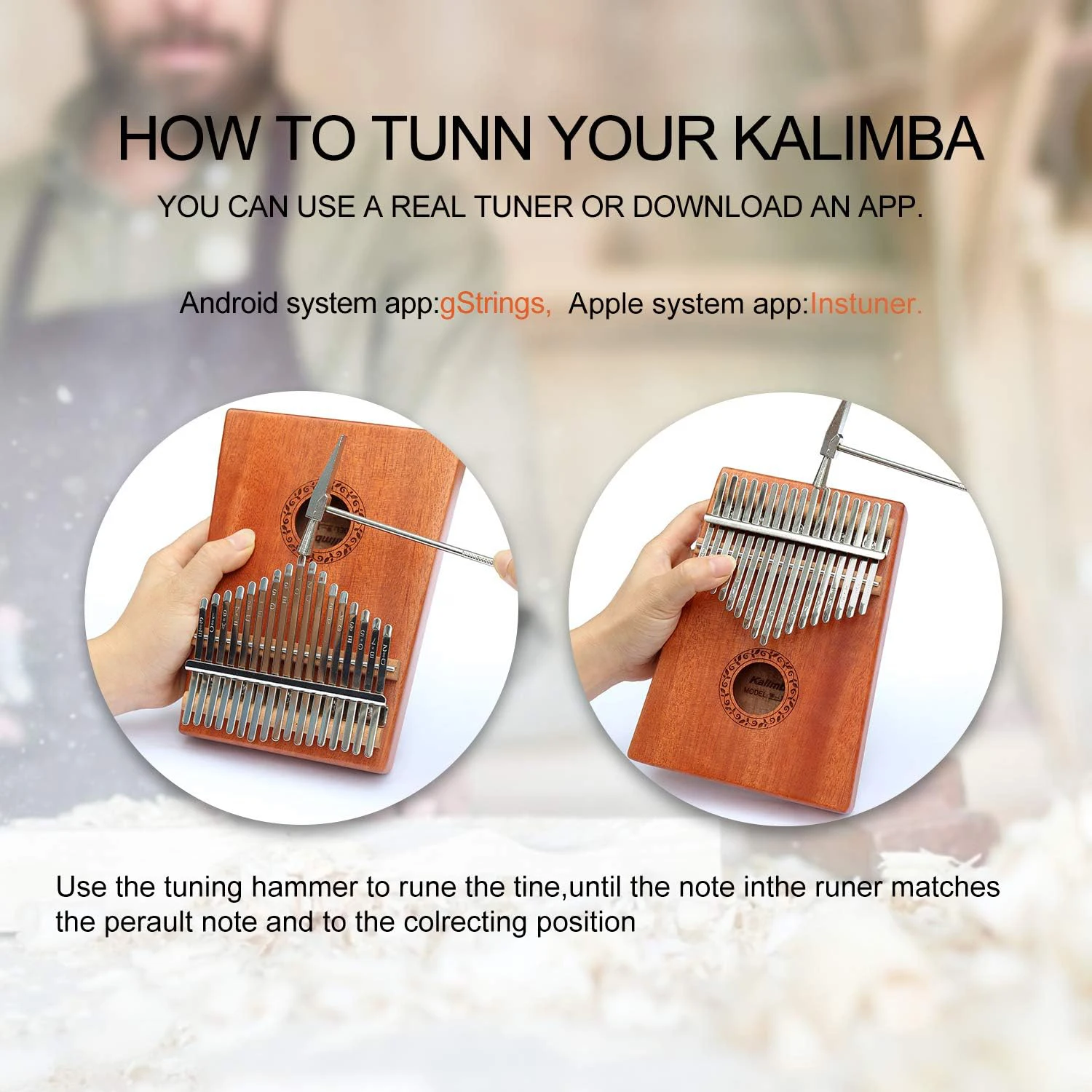 Gift for Kids Adult Beginners Kalimba 17 Keys Thumb Piano Portable Mbira Sanza African Wood Finger Piano