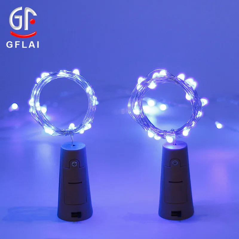 
China Supplier Outdoor Garland Lights 2M 20LED Solar Powered Wine Bottle Cork Shaped LED Copper Wire String 