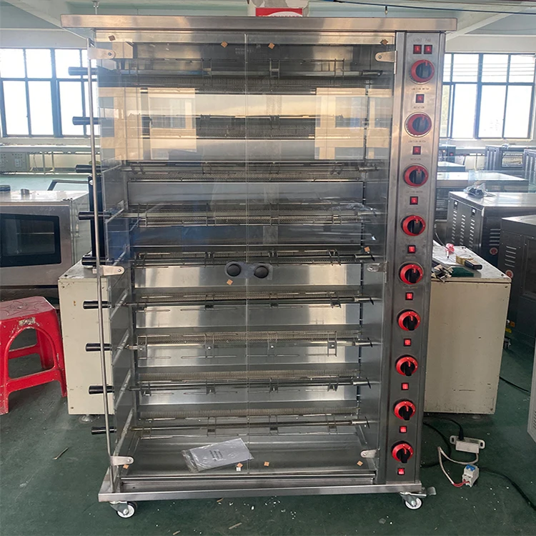 horno para asar pollos 3/6/9 rods gas smoker commercial chicken otisserie