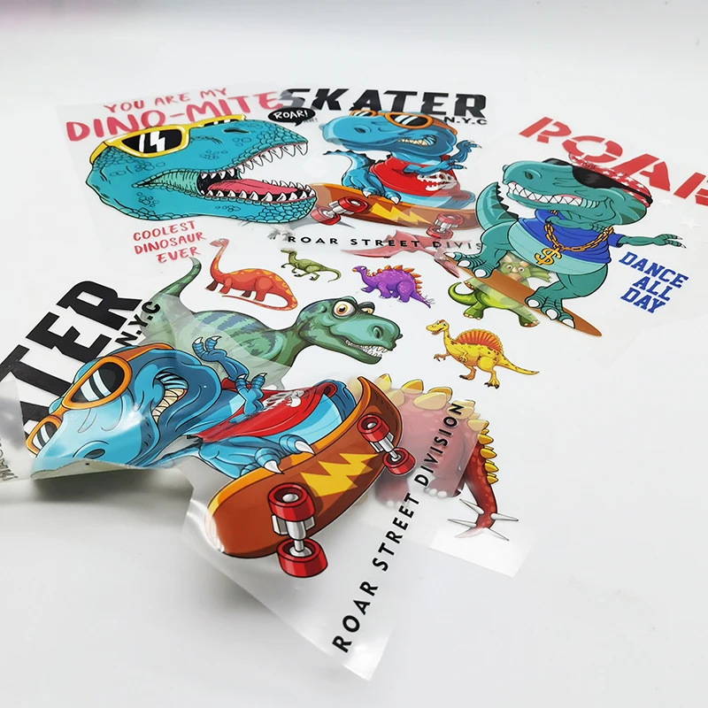 ready to press dinosaur design with custom print on t shirt vinyl dtf thermal heat transfer printing sheets for kids clothing