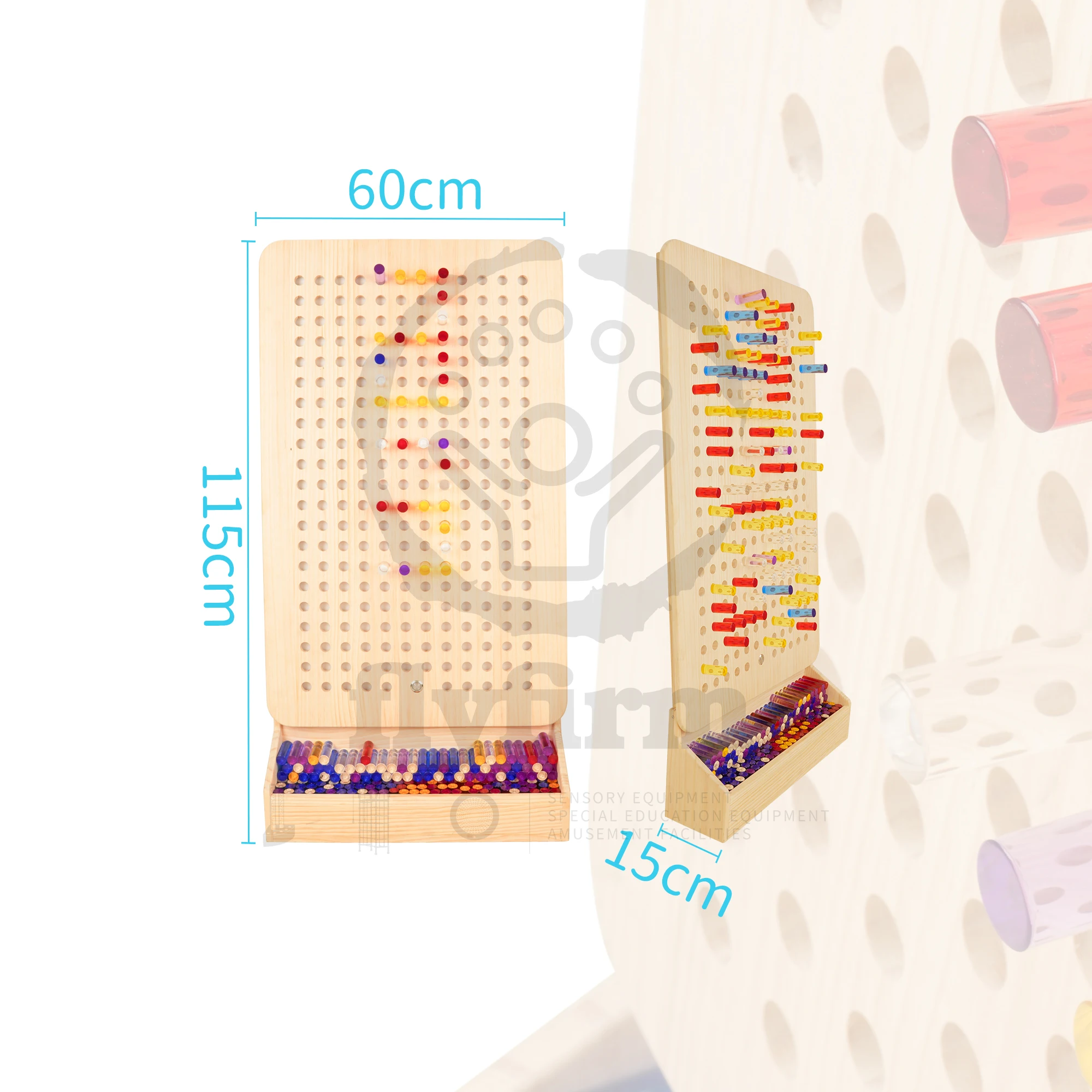 Flyfirm Colorful Peg Wall Interactive Sensory Toy with 252 Rainbow Acrylic Rods for Sensory Rooms and Color Perception Training