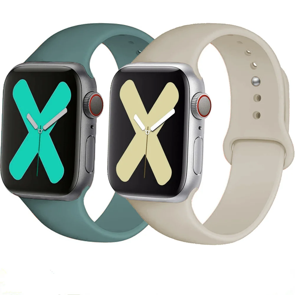 custom printed pure color silicone watch bands strap for apple sport band series 6