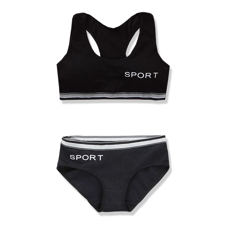 WEN Teenage Girls Bra Set Cotton Sports Girls Underwear Undershirt 9-16 Years Old