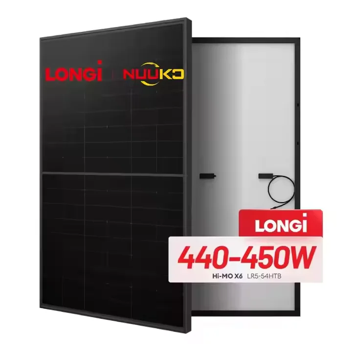 Лидер продаж монокристаллическая полностью черная солнечная панель Longi 440W-450W максимальная мощность стеклянная передняя крышка солнечные панели для продажи