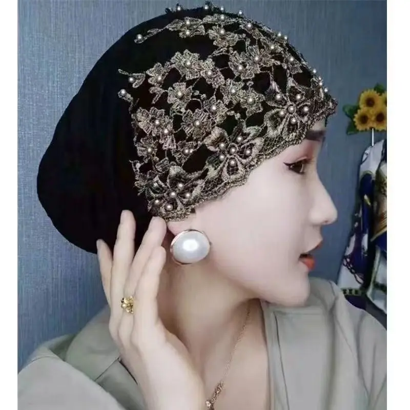 2024 Wholesale New Casual Ladies Satin Headwraps Scarf Muslim Hijab Head Covering Muslim Cap Fashion Women Turban Hat
