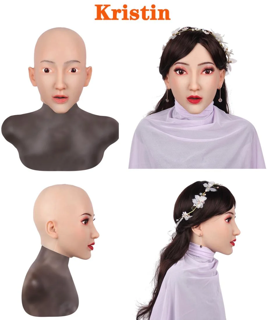 Halloween Crossdresser Realistic Goddess Face full head Mask female Silicone mask