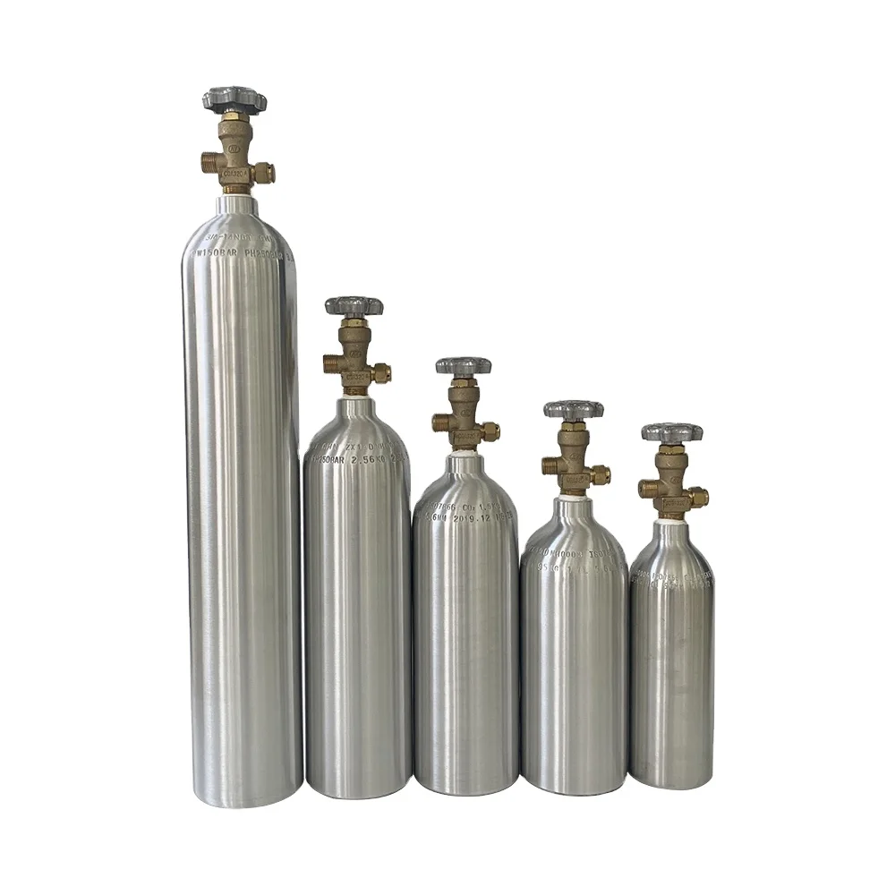 Factory Delivery ISO/GB Standard Series Medical Seamless Aluminum Gas Cylinder Hospital Industrial Aluminum Material Oxygen Tank