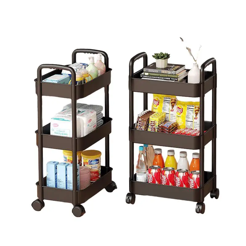 Multi-Functional Movable Storage Trolley for Office Living Room Kitchen Rotating Vegetable Storage Rack