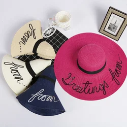 WIDE BRIM luxury ladies mexican oversized wholesale summer beach paper Sombrero straw sun hat for women ladies  with CUSTOM logo