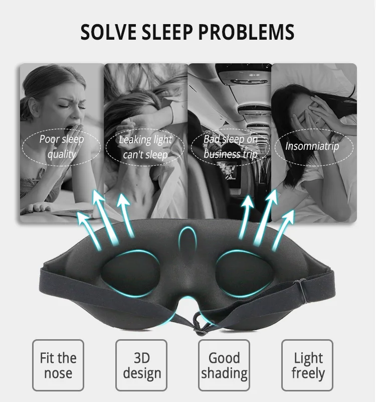 3D Eye mask Sleep Blindfold with Poly Bag  and foam earplug