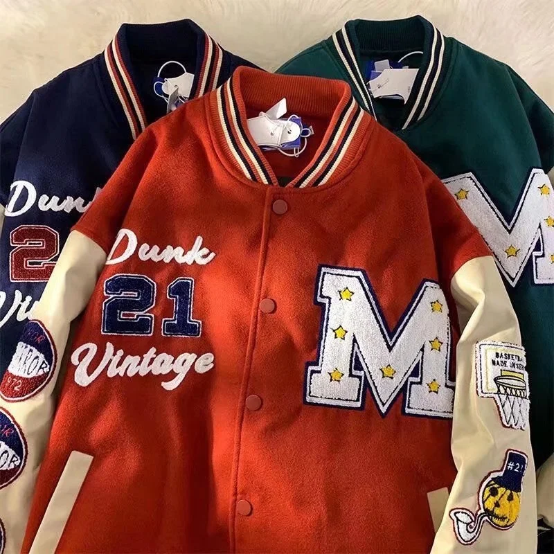 2022 Fall Autumn Hot Sales Chenille Embroidery Patches Baseball Letterman Jacket Towel Embroidery Leather Vintage Varsiti Jacket