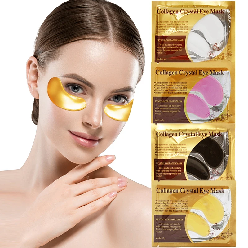 Collagen Eye Mask Crystal Eyelid Patch Anti Wrinkle Moisture Under Eye Dark Circle Remover Eye Pad Face Masks Black/gold/pink
