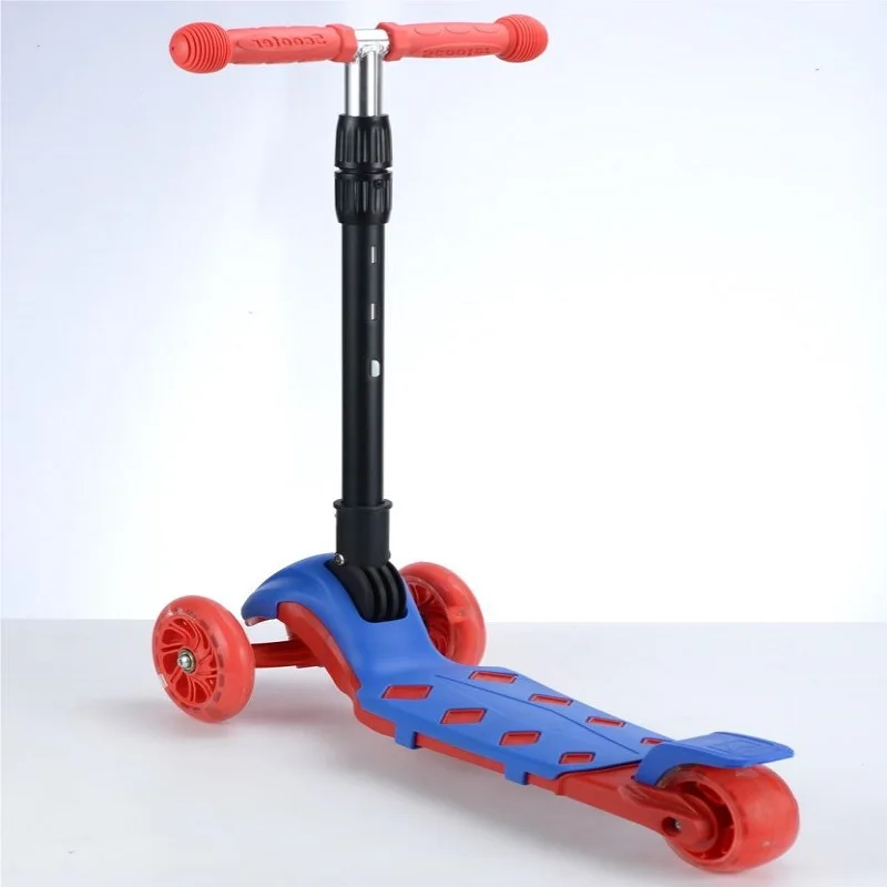 Blue and red folding yo-yo car for girls and boys, pedal scooter, three-wheeled scooter designed for children over 2 years old