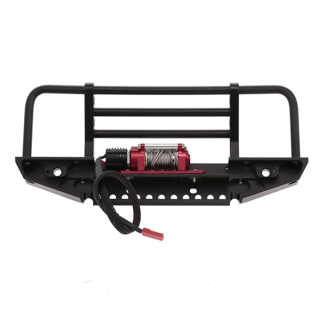 RC Cars Metal Bumper with Winch 2 LED Light Remote Controller Receiver for Traxxas TRX-4 Axial SCX10 RC Crawler Cars Parts
