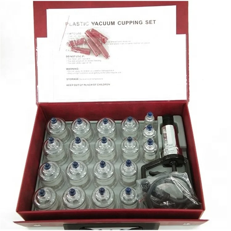 19 PCS Hansol medical cupping Therapy Equipment Customized Disposable sterilization PC Material Hansol Cupping Set With Pump