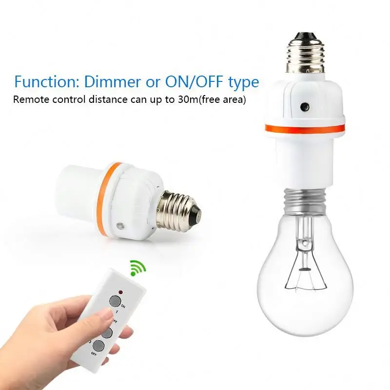 120V RF 433Mhz Wireless Remote Control Lamp Holder Indoor E27 Bulb Base Holder