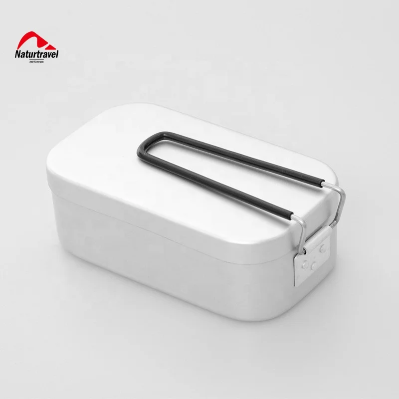 Naturtravel Camping Storage Box Aluminum Mess Tin with Handle Portable Folding Aluminum Camping Lunch Box
