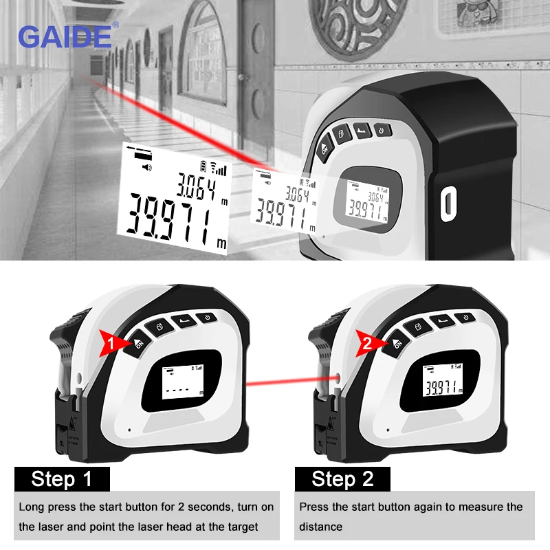 40 meter the laser tape measure digital with 5m ruler