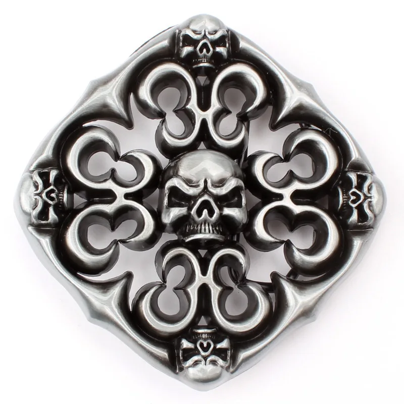 Vintage Fashion Personalized Skull Hollow Out Engraved Pattern Antique Silver Belt Buckle For Men Accessories