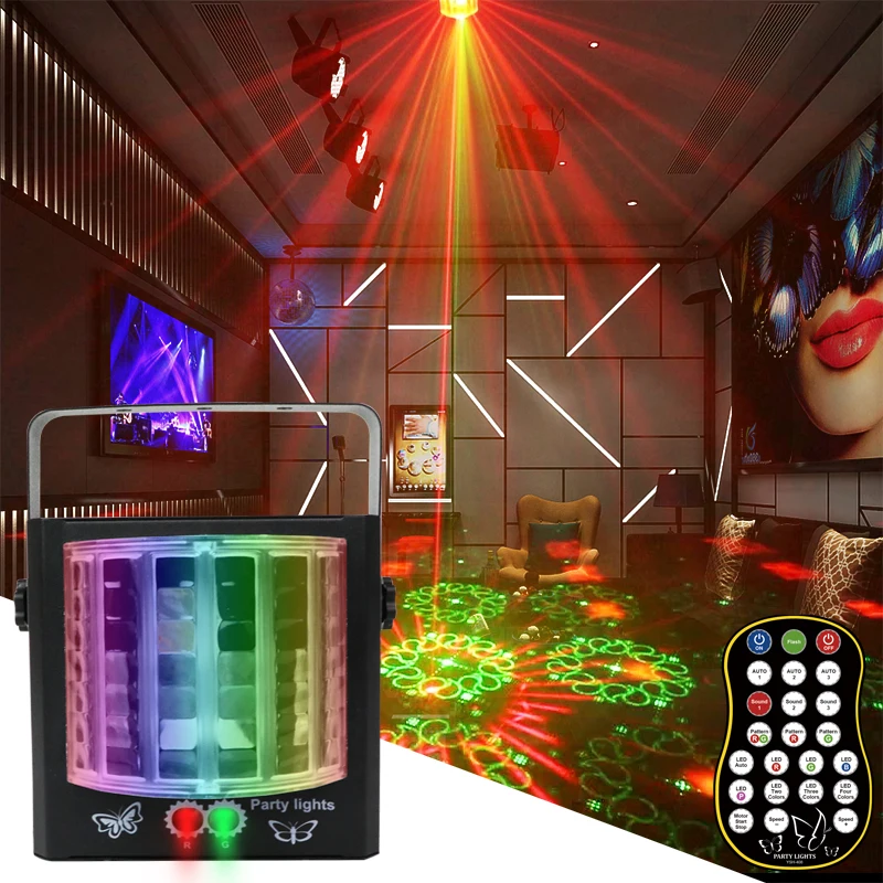 4-Color Mini LED Butterfly Laser Beam Projector Party Light Acclarent Illumination Lazer Lamp Moving Discos Light For Nightclub