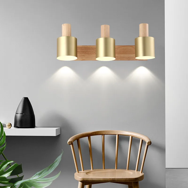 
2020 Hot Sales Wall Mounted Luminaire 360 Degree Freely Rotatable Wood Industrial LED Wall Lamp 