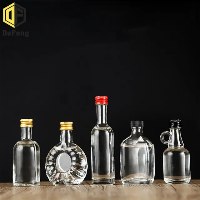 50ml small glass wine Rum Bottle Glass Liquor Bottles With Aluminium Screw Cap