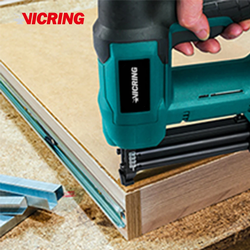 VICRING  Nail Gun And Staple 18V Max 2.0Ah Cordless Nailer Battery Power Tool Nail Gun Safety Nailer Cordless Nailer Easy-to-use