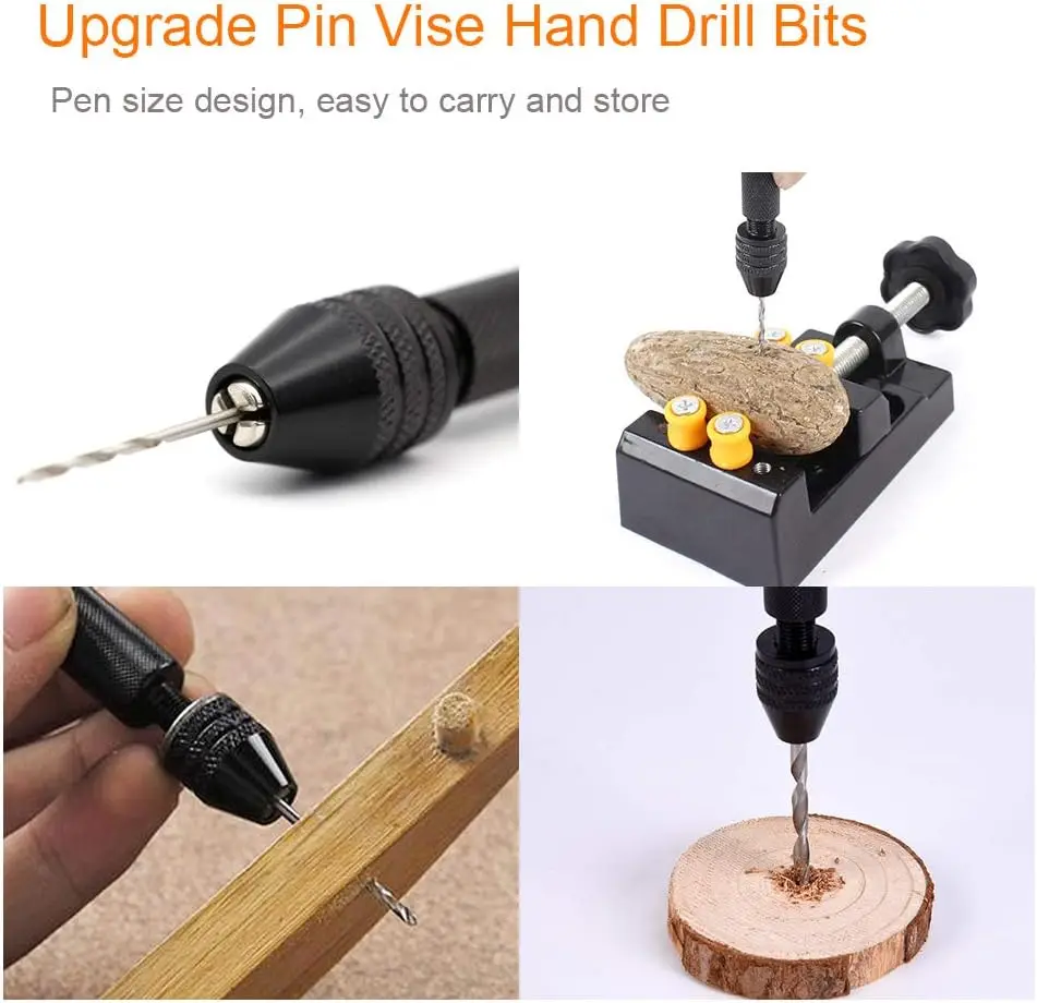 Twist Drill Diy Kit Hss Small Mini Micro Drill Bits Set Rotary Hand Tool With Aluminum Hand Drill Pin Vise Case