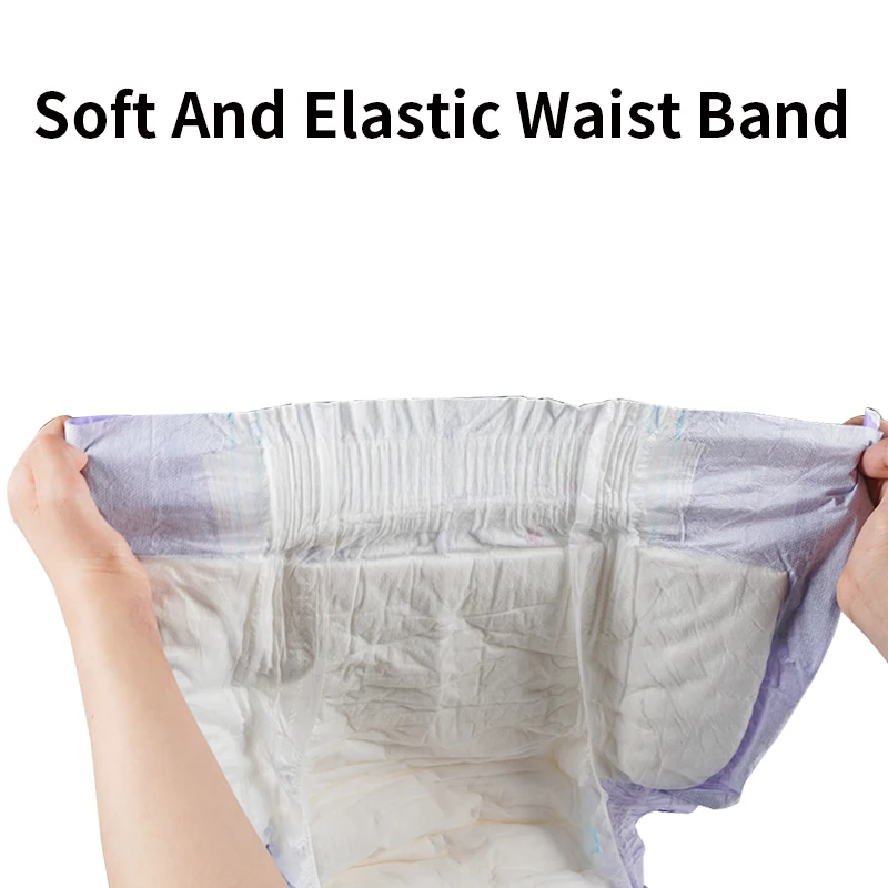 AD9402 Non-Woven Fabric Disposable Open Type Comfrey Adult Diapers With Purple Edge Pattern Printed Pe Bottom Film For Hospital