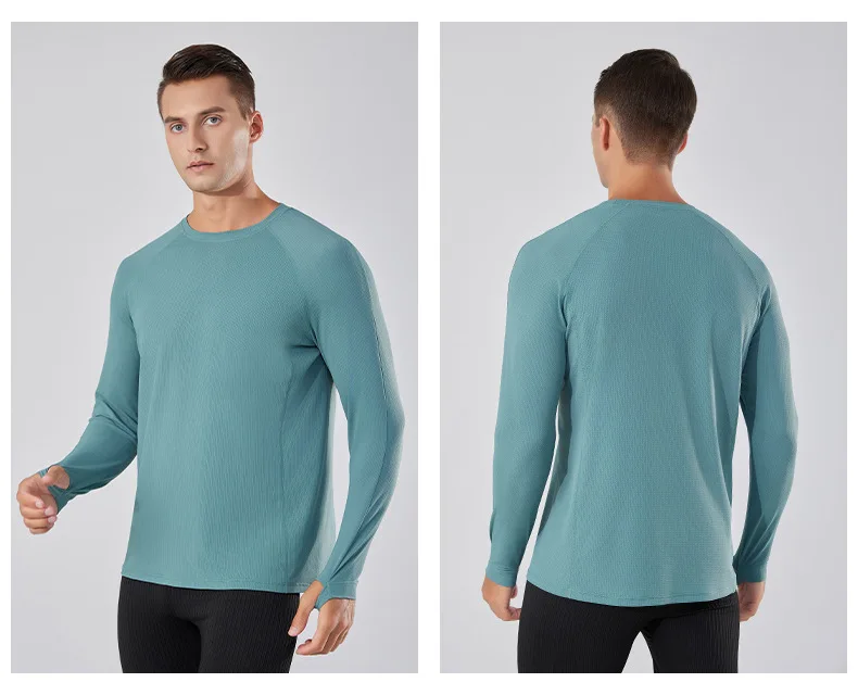 Wholesale Custom Logo Long Sleeve Quick Dry Running T shirts Men Workout Fitness T Shirts For Men