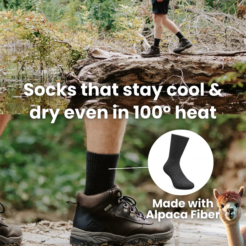 Alpaca Wool Thermal Breathable Crew Socks For Men And Women