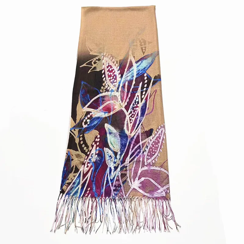 Soft  spring  autumn 200cm oversized  Reversible  shawl  pashmina scarf custom printing
