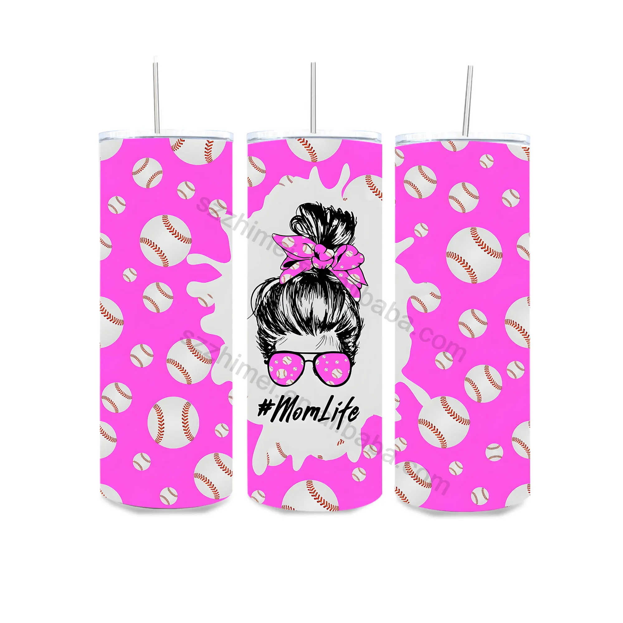 Custom Logo Cartoon Pattern 20oz tumbler Paint mom stainless steel cup sports water cup with lid straw