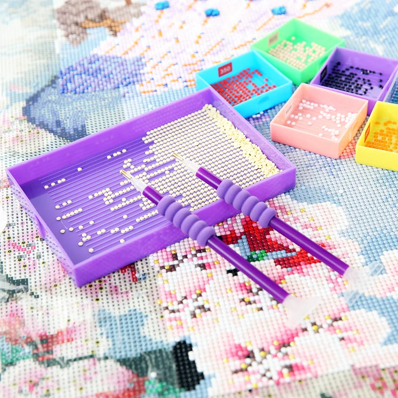 5d Diamond Art Tray Organizer with Stopper Plastic Diamond Drill Pen Set Diamond Painting Sorting Tray
