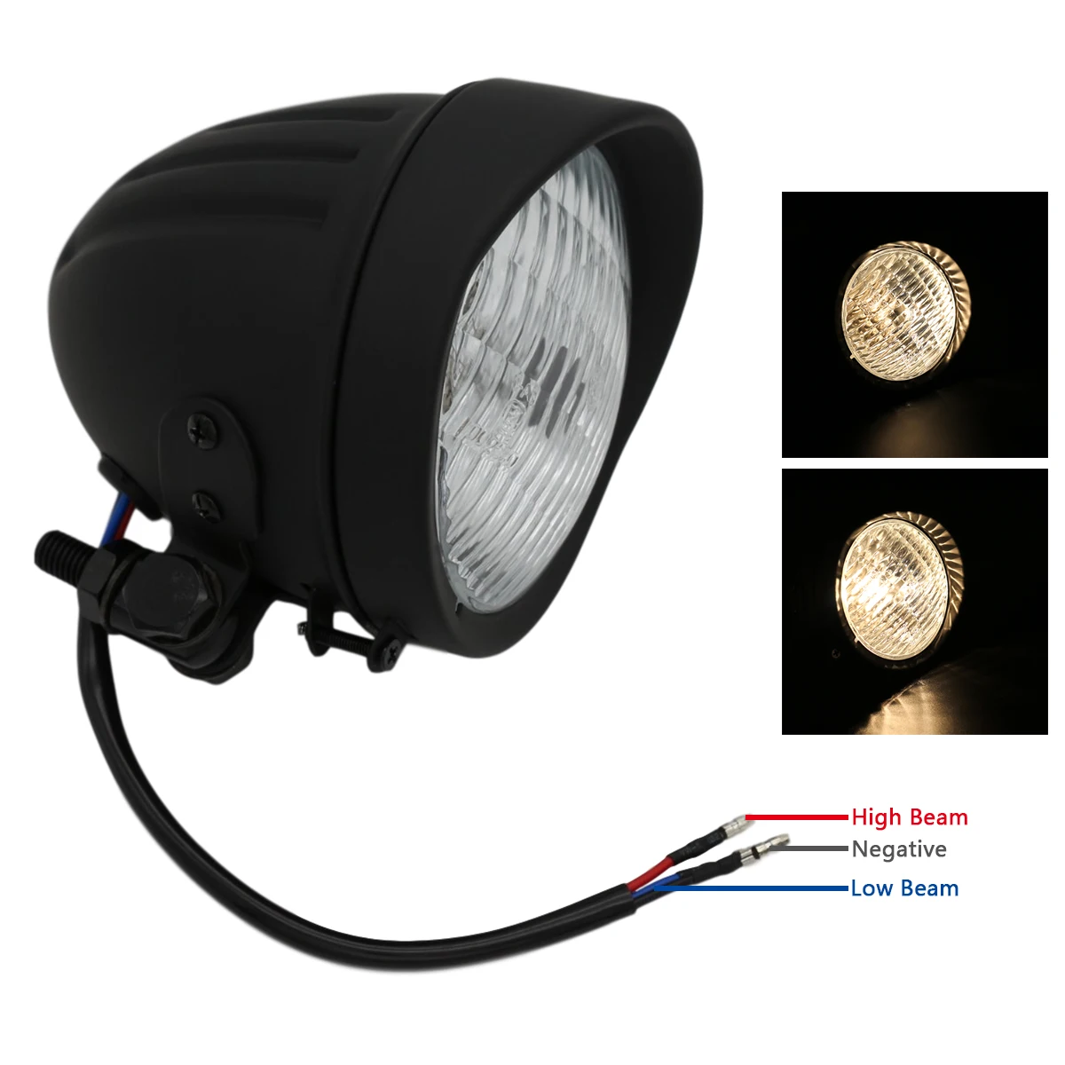 4.5' Matte Black Classic Custom Motorcycle Headlight for Sport bikes