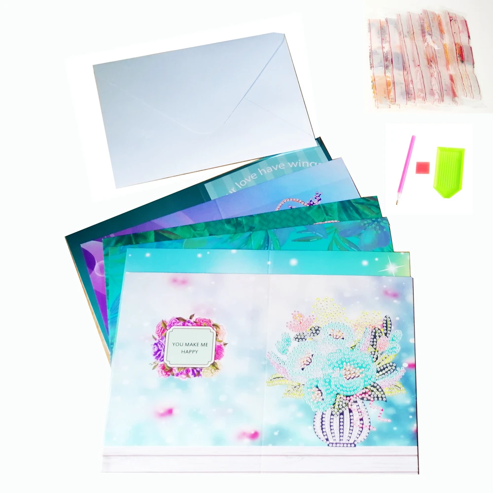 8 pcs set 13x18cm holiday gifts 5d diy crystal card kit