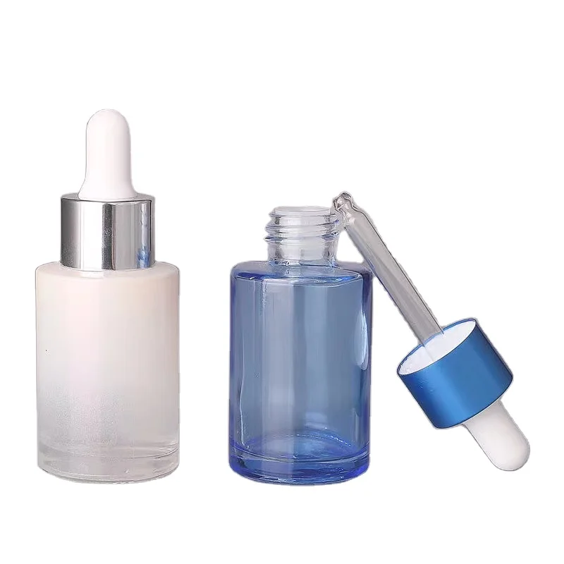 30ml 50ml blue cosmetic glass dropper bottle for cosmetic serum