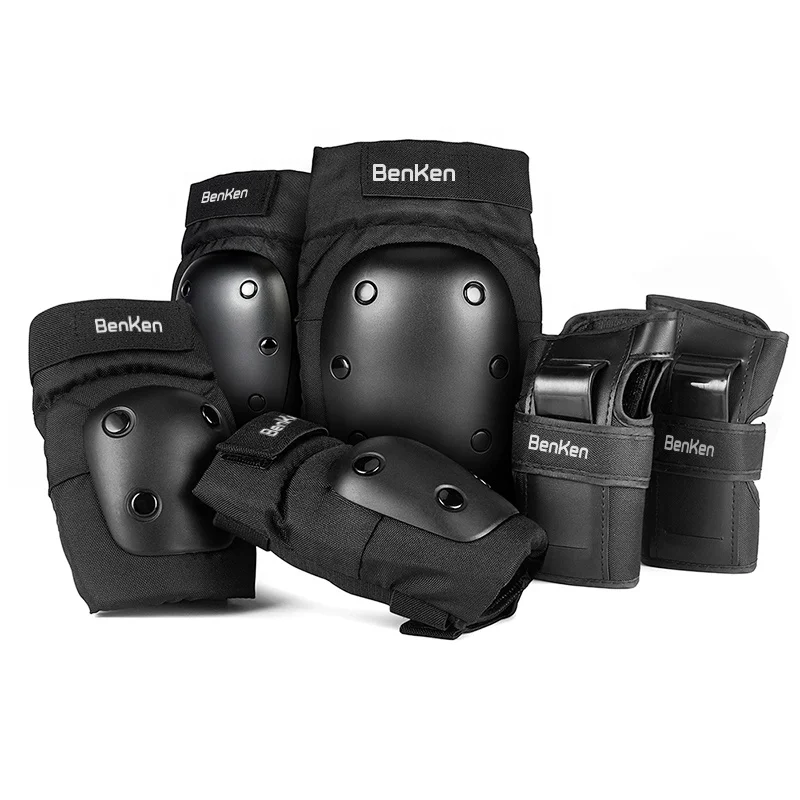 Benken 6 Pack Wrist Guard Support Elbow&Knee Pads Skateboard Roller Skating Protective Gear