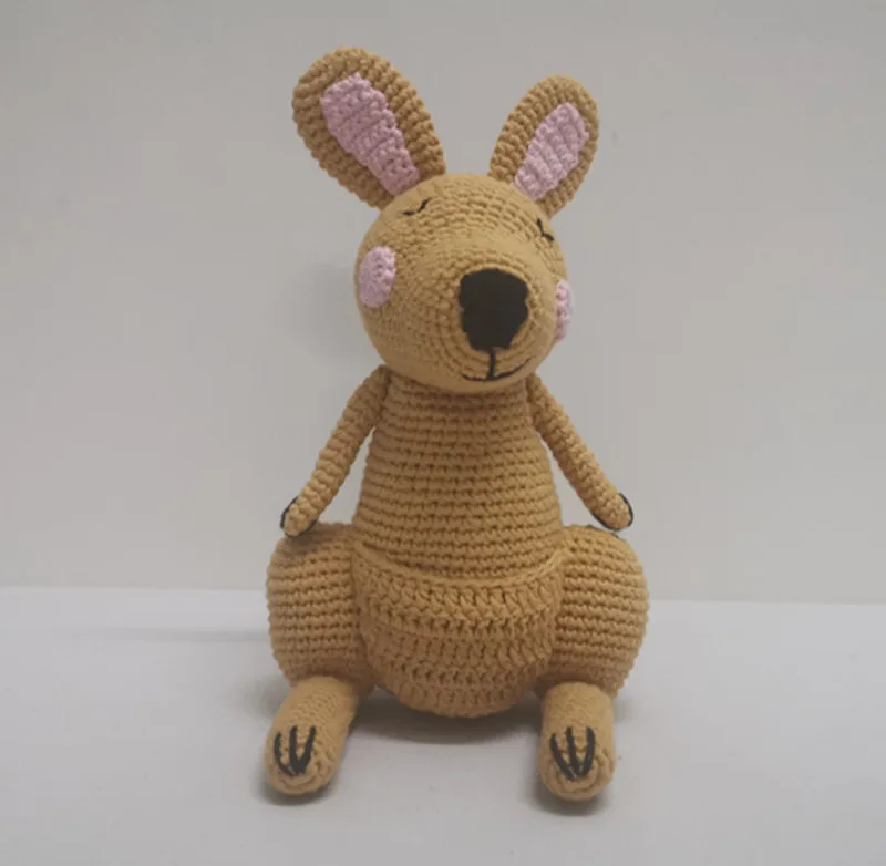 Wholesales Organic Cotton Crochet Kangaroo Stuffed Toys 100% Handmade Amigurumi Toys For Babies