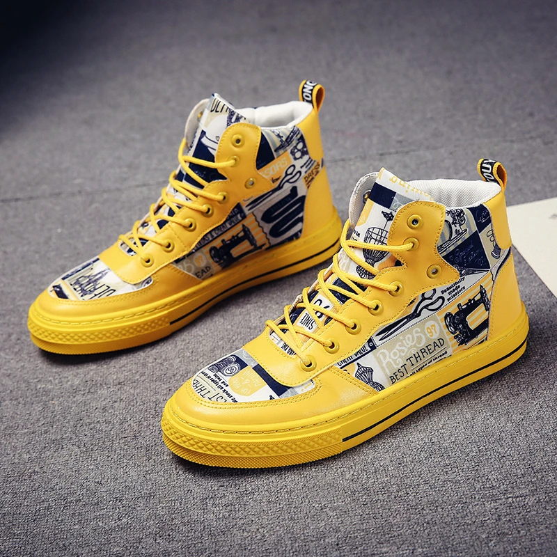 Мужские холщовые кроссовки All Star производитель белой повседневной обуви Plimsolls оптовая продажа спортивной с высоким верхом желтого цвета на