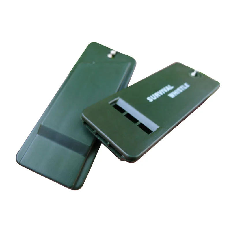 Outdoor Rescue Signal Survival Kit Plastic Flat Emergency Whistle for Hiking Hunting