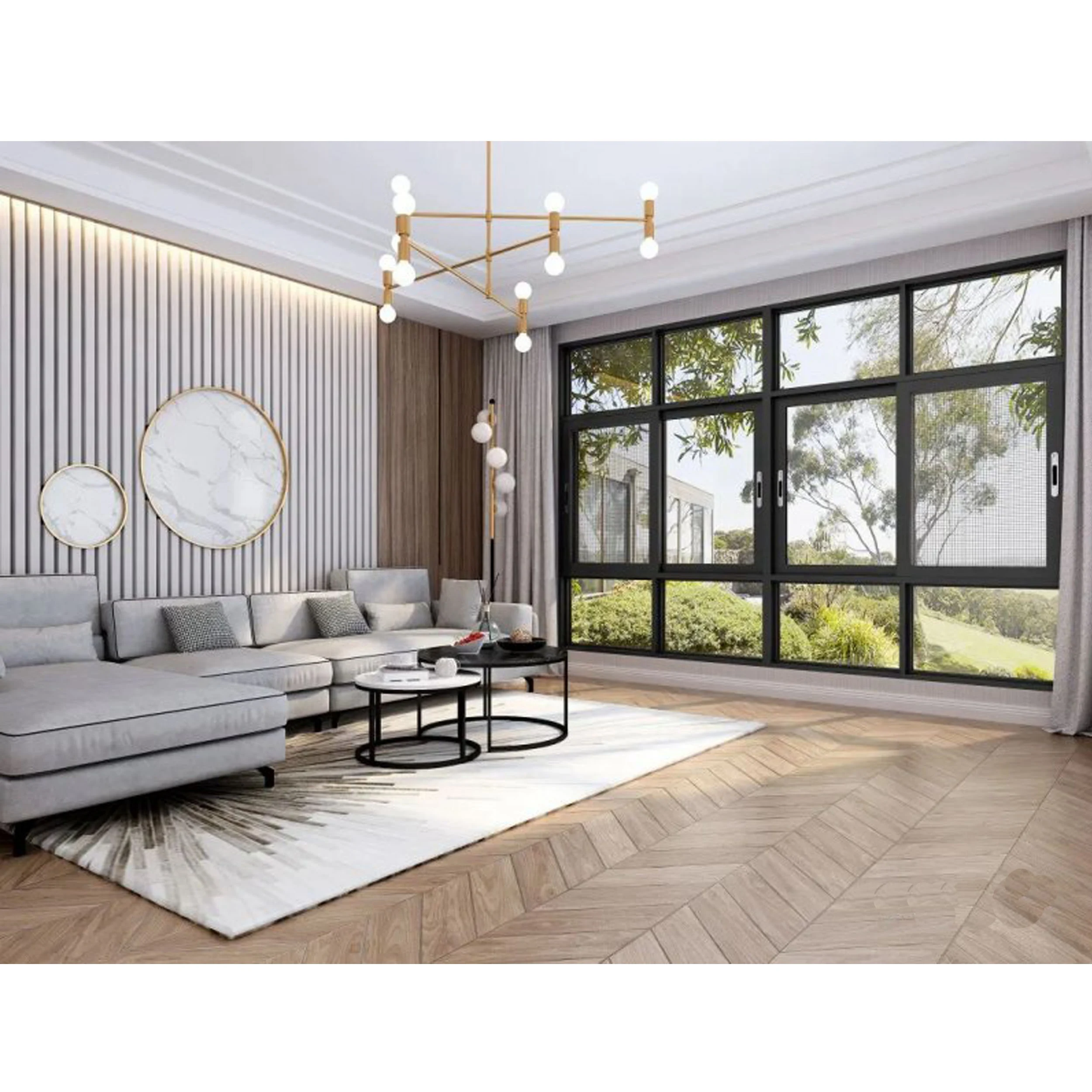 Aluminium Door and Windows Black Color Finish Hurricane Impact  Sliding Window Aluminium Casement Window for Home Design