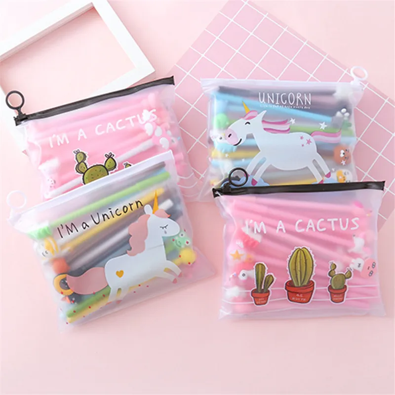 Back To School канцелярские милые ручка для мальчиков и девочек 20 шт Kawaii файл Карманный упаковка мультфильм набор гелевых