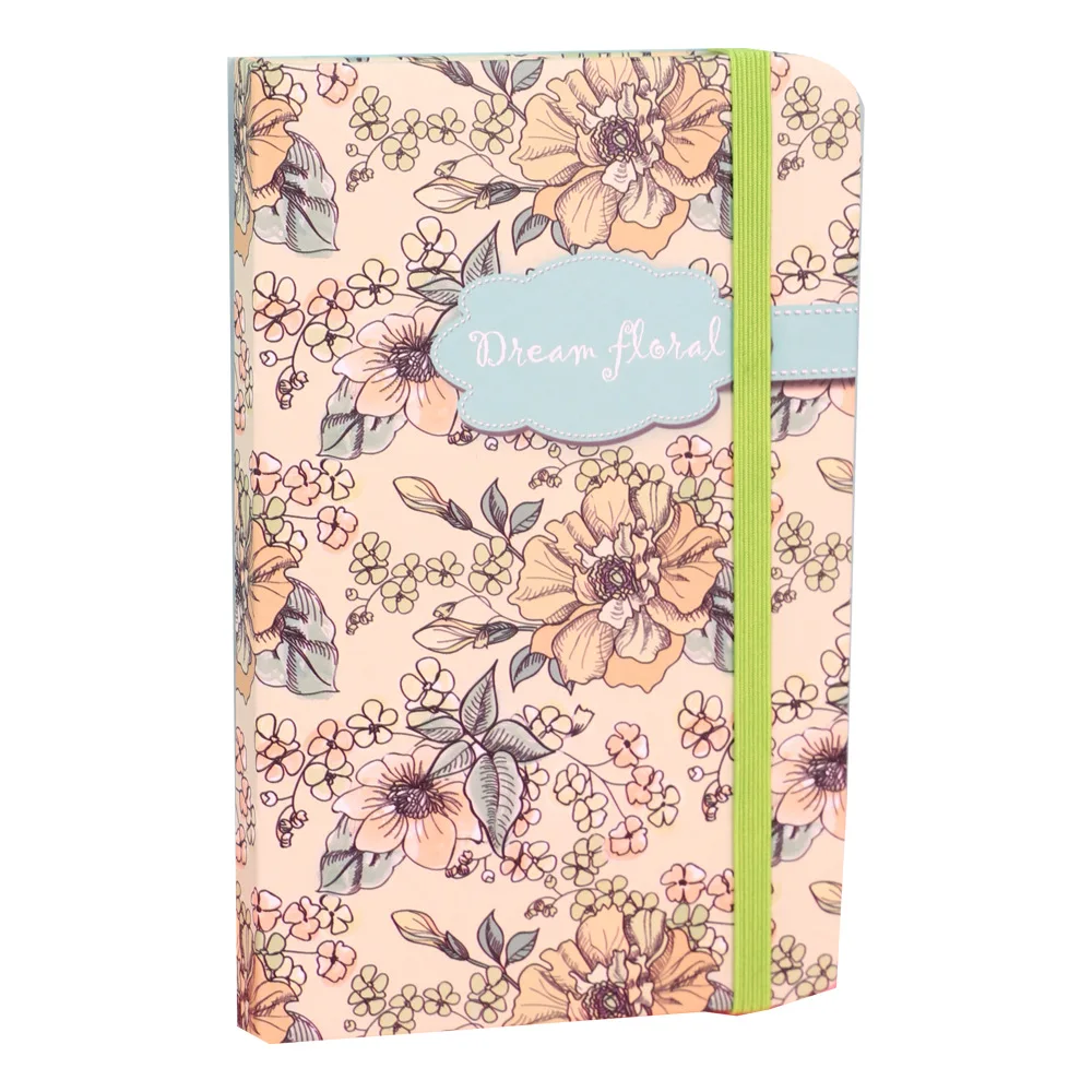 flower style notebook with elastic band manufacturers hardcover logbooks Blank custom logo Journal